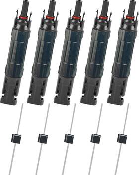 Jtron 740379959331 5 Pcs Pv Solar Panel Connector Male/female 15a Built-in Diode Inline Fuse Sol