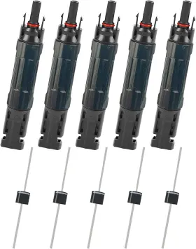 Jtron 740379959331 5 Pcs Pv Solar Panel Connector Male/female 15a Built-in Diode Inline Fuse Sol