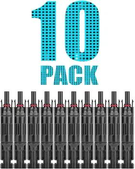 Jtron 740379961129 10 Pcs Pv Solar Panel Connector Male/female 1000v 20a Built-in Diode Inch