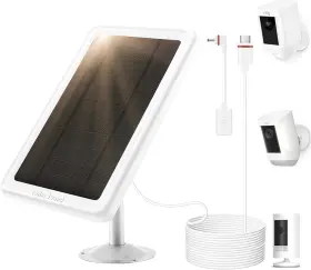 Kakajuelo 445057655682 5w Solar Panel Charger For Ring Camera Compatible With Stick Up Cam/pro Ba