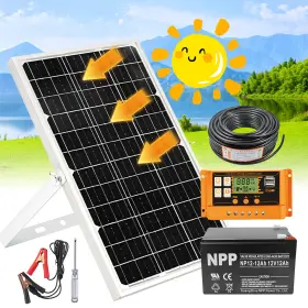 Kepeak 0607052789428 20w 30w 50w Watt Solar Panel Kit And 12v 12ah Lithium Battery Home Camping Car Rv