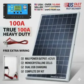Bsy-831-40w Kepeak 40w Solar Panel 12v Trickle Charger Battery Kit With 100a Controller