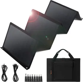 Keshoyal 445051365358 Portable Solar Panel 60w Foldable Panels With 5v Usb And 18v Dc For Camp