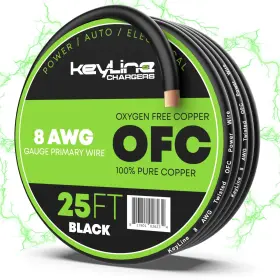 Keyline Chargers 817801026234 8 Gauge Wire 25ft Awg Amp Battery Cable For Automotive Electrical Wiring -