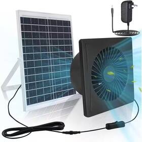 Kiwdzfu 445002341387 25w Solar Panel 8- Inch Powered Exhaust Fan With Ac Adapter For Greenhouse