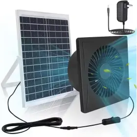 Kiwdzfu 445002341387 25w Solar Panel 8- Inch Powered Exhaust Fan With Ac Adapter For Greenhouse