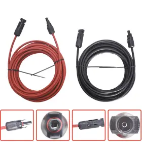Law109566 Labwork 1pair 30ft 12awg Black Red Solar Panel Extension Cable Wire Connector