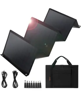Leshoyal 445006339359 Portable Solar Panel 60w Foldable Panels With 5v Usb And 18v Dc For Camp
