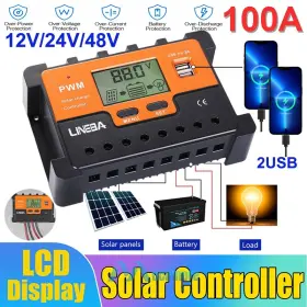 Ft6048 Lineba 100a Pwm Solar Charge Controller 100v Pv Charger 12v/24v/48v Auto Tracking