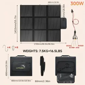 Cssb-300w Lvyuan 300w Solar Panel Foldable Blanket Monocrystalline Protable For Rv Camping