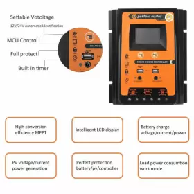 Madhornets E401-a003-2pcs Solar Charger Controller Panel 12/24v Battery Regulator 70a 2pcs