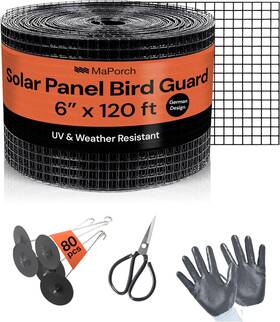 Maporch 313084394317 Solar Panel Bird Guard Mesh Screen - 6 In X 120 Ft Black Pvc Coated Galv