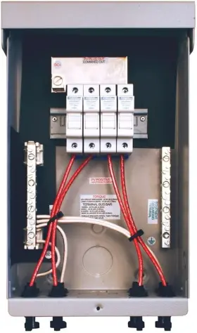 Solar-mnpv4-mc4 Midnite Solar Mnpv4-mc4 Pre-wired Combiner 4 Position With Four 15a Fuse Holders