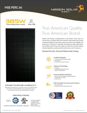 Mse385sx5r Mission Solar Lot Of 19 385w All Black Panels - Usa Made