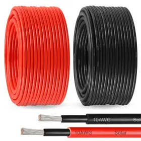 Mookeerf 635405111817 Solar Pane Wire 10 Awg 6mm - Extension Cable 100ft Black And Red