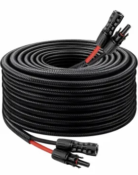 8awg-mc4-mc4-20ft-sleeve Mookeerf Solar Panel Extension Cable - 8awg 20ft Wire With Female And Male Waterpr