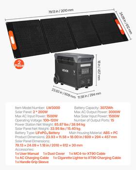 Moufa73 Lw3000 Portable Power Station With 2pcs 200w Solar Panels 3000w Generator