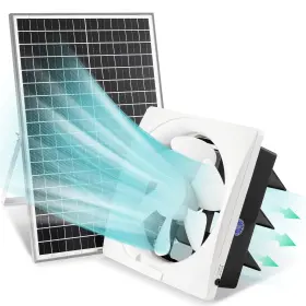 Ls-41a Mxmoonfree Solar Powered Exhaust Fan Kit 30w Panel 10ftft High-airflow Shutter Ex