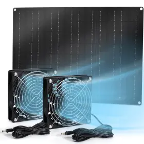 Mytions 717331755829 15w Solar Fan Dual Metal Shell Exhaust Kit For Chicken Coops Greenhouse