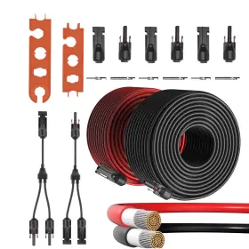 Necespow-solarexcable-02 Necespow Solar Panel Extension Cable 10awg 2 X 20ft Cord 1 Pair Y