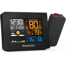 Newentor 889086026445 Atomic Projection Alarm Clock With Weather Station For Bedrooms Pro