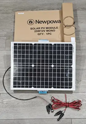 Npa25s-12h Newpowa Solar Panel 25 Watt Mono 12v With Mounting Bracket And Extra 15 Ft Wire