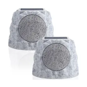 W0623-2pc Nicebuy Solar Bluetooth Rock Speakers Outdoor Waterproof Patio 2 Pack Powered W