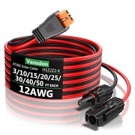 Oudong Sea232 Solar To Xt60i Extension Cable 12awg 20ft Female Male 12awg-20ft