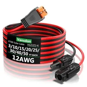 Sea232 Oudong Solar To Xt60i Extension Cable 12awg 20ft Female Male 12awg-20ft