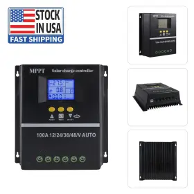 Paddsun 883147309669 1pc 100a Solar Panel Kit Regulator Auto Focus Tracking Charge Controller 12/24v