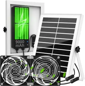 Hy-005 Panna Solar Powered Exhaust Fan With Battery 20w Kits For Chicken Coop&gree