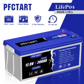 Pfctart 12.8v 12volt 200ah Bms Lifepo4 Deep Cycle Lithium Battery For Rv Camping Off-grid Car