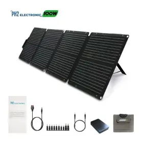 Pps100 Ph2 Electronic 100w Portable Foldable Solar Panel Kit 18v 16x16inch 7lb Controller