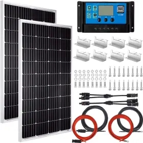 100w Pikasola 745499001007 200 Watt 12/24v Solar Panel Kit For Rv Boat Home 2pcs Monocryst