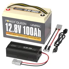Pq-12.8v100ah Power Queen 14.6v20a 12.8v 100ah Lifepo4 Battery With 14.6v 20a Charger Built In 100a