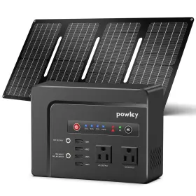 200w Powkey 764046731617 Solar Generator With Panel 146wh/200w Portable Power Station Pane