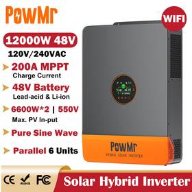 Powmr 12kp Ul 12kw 48v Hybrid Solar Inverter Split Phase 120v/240vac Dual Mppt Parallel 6x