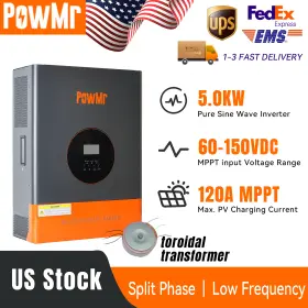 5ku-split Powmr 5kw 48v Hybrid Solar Inverter 110v/220v Split Phase 120a Controller Peak 15000w