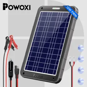Powoxi 717325417955 12v 12w Solar Car Battery Trickle Charger Maintainer With Smart Pwm Controller