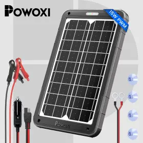 Powoxi 717325417979 12v 15w Solar Car Battery Trickle Charger Maintainer With Smart Pwm Controller