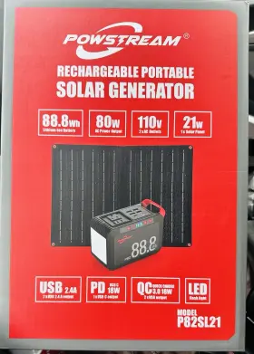 P82sl21 Powstream Portable 88.8wh Solar Generator With 21-watt Foldable Panel P82sl21 Powstream Portable 88.8wh Solar Generator With 21-watt Foldable Panel