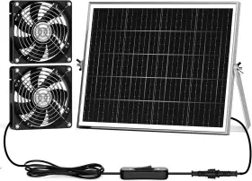 Pqins 744759611857 5.5ftft Solar Greenhouse Fan 2 Kit 30w Powered Exhaust And Intake Chicken C