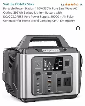 M331 Prymax Portable Power Station 110v/330w Pure Sine Wave Ac Outlet 296wh Backu