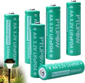 Ptij009 Ptijpow Aa 3.2v Lifepo4 650mah Solar Battery Lithium Iron Phosphate Rechargeabl