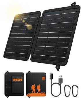 Redigoo 630456823580 10w Portable Solar Panel Charger Foldable Mini Panels With Usb-c Usb-a