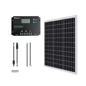 Renogy 810009713111 50 Watt 12v Solar Panel 10a 12/24v Pwm Lcd Charge Controller Adaptor