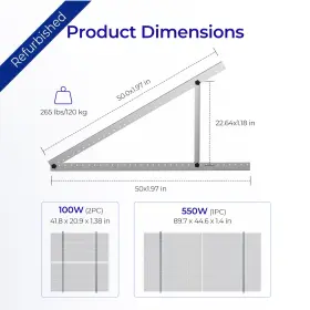 Rmt550tmb-re-us Renogy Solar Panel 55 In Rv Tilt Mount Brackets Up To 550w Two 100w