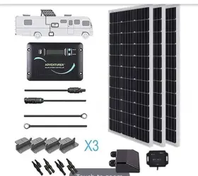 300w Renogy Rng-kit-rv300d-adv30 Mono Solar Panel Rv Kit 30a Charge Controller 12v Off Grid