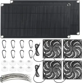 Riakrum 744110350715 10w 12v Solar Panel Dual Fans Kit Waterproof Outdoor Powered Exhaust Venti