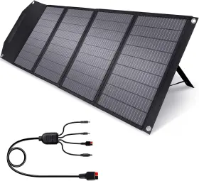 Rp082 Rockpals Upgraded Foldable Solar Panel 100w With Kickstand - Black